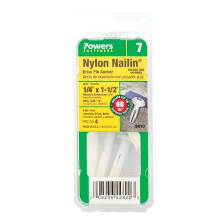 Hillman 9410 0.25 x 1.5 in. Nylon Nail-in Anchor- pack of 6 5335237